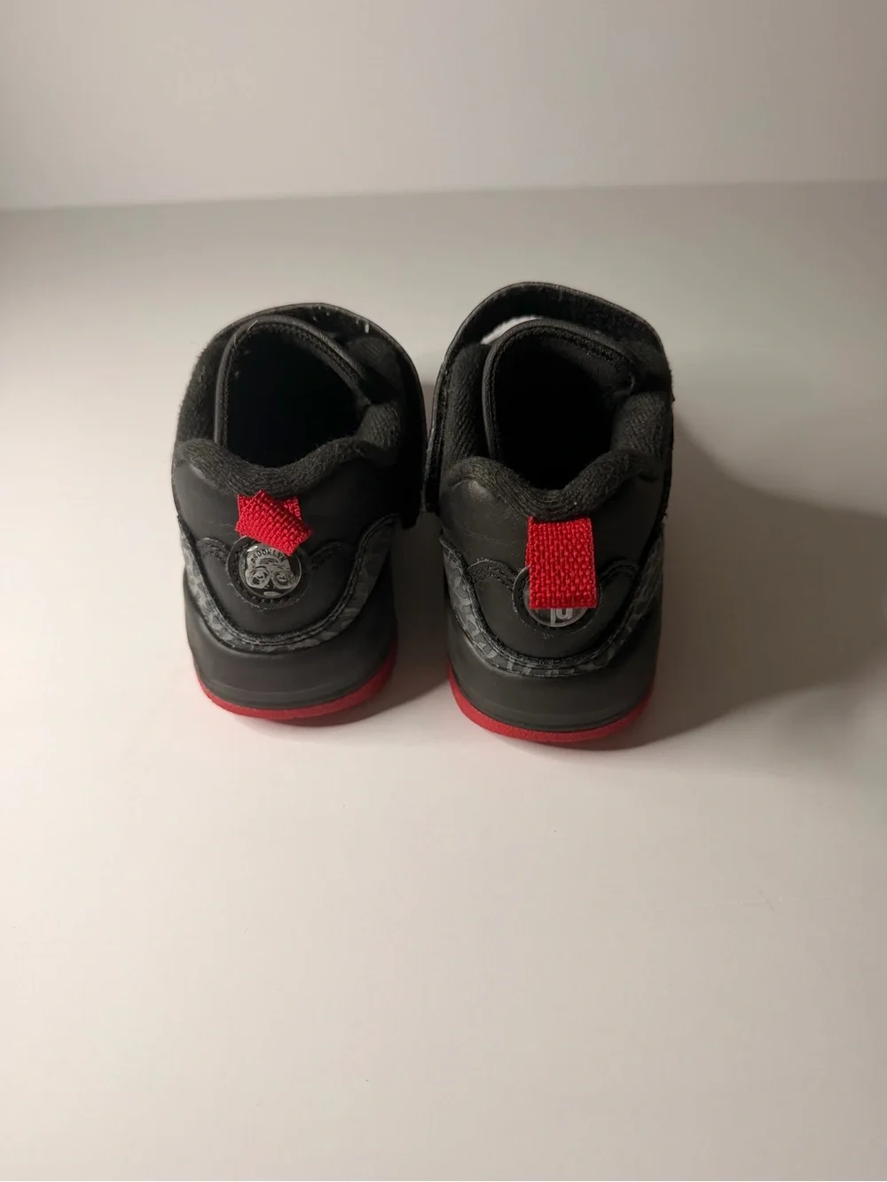 Kids Black and Red Basketball Sneakers with Strap